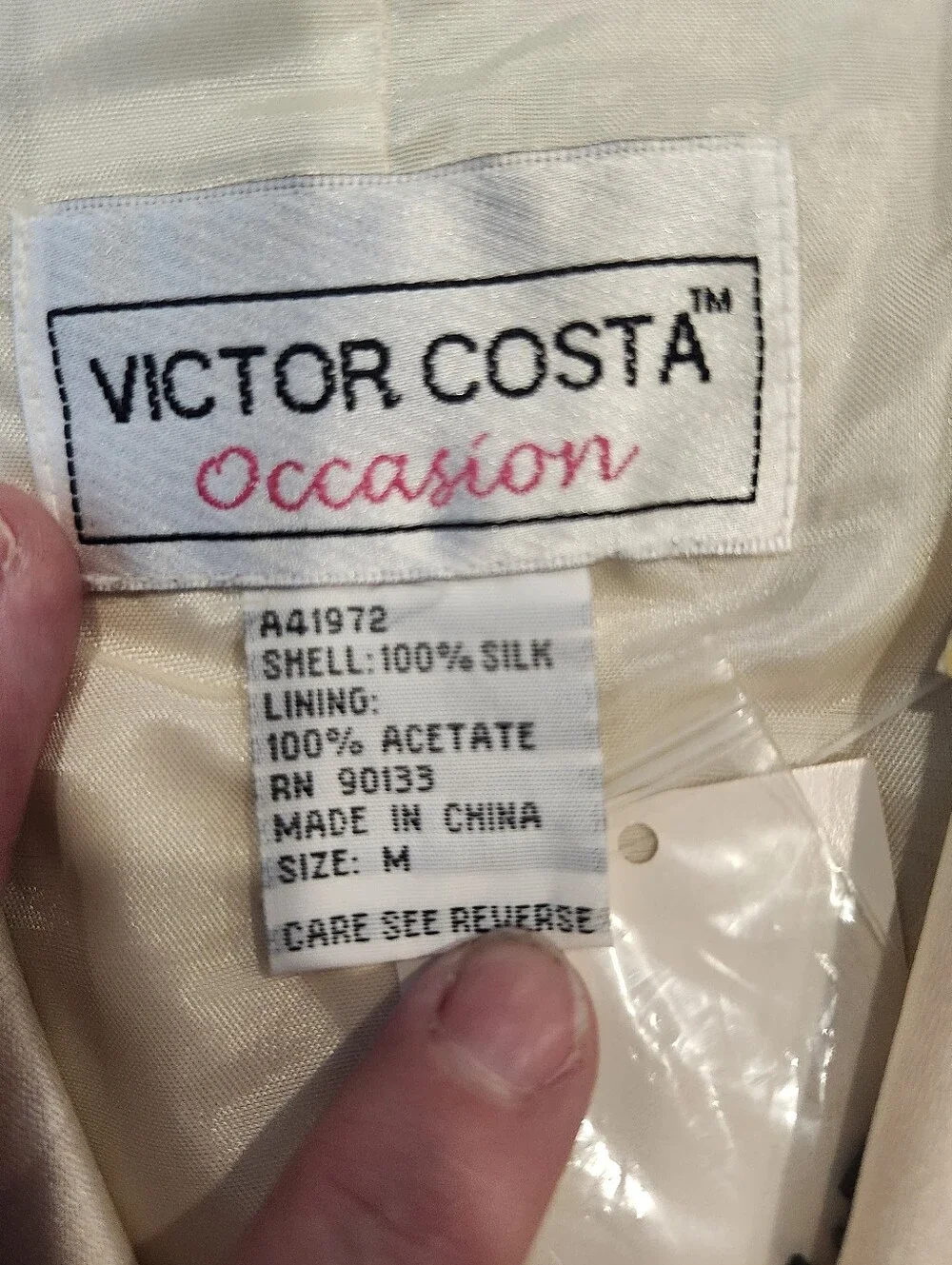 Victor Costa Occasion Ivory Silk Beaded Embroidered Jacket Blazer Size M NWTEl